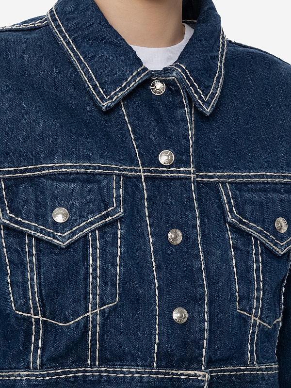 Куртка джинсовая жен Re/Done 148-06WCRPTRU/A CHUNKY STITCH INDIGO - 5